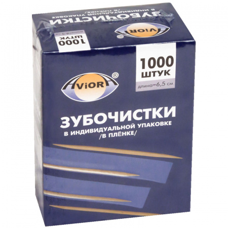ЗУБОЧИСТКА ДЕРЕВ. В ИНДИВИД. УПАК. 1000шт/уп. в бумаге Aviora /30