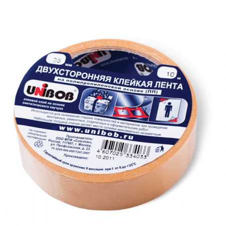 СКОТЧ ДВУСТОР. 25*10 ПП UNIBOB